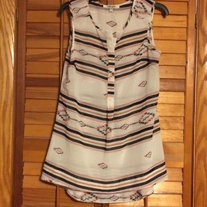 Sleeveless Aztec print blouse